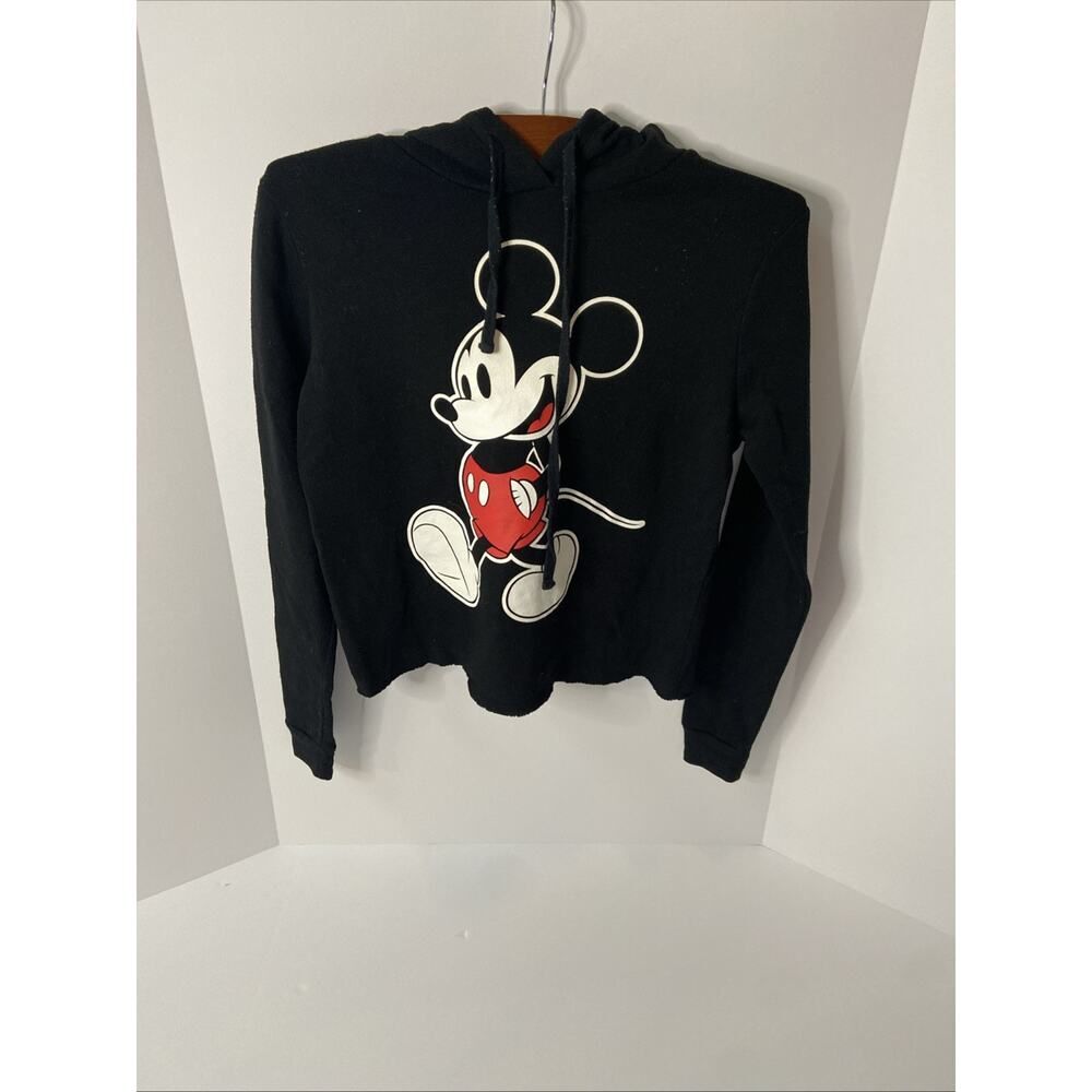 Disney Mickey Mouse Women's Hoodie Sweatshirt Black Size XS Worn In